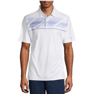 Ben Hogan Men’s Golf White and Blue Asymmetrical Chest Polo Shirt - UPF 50+